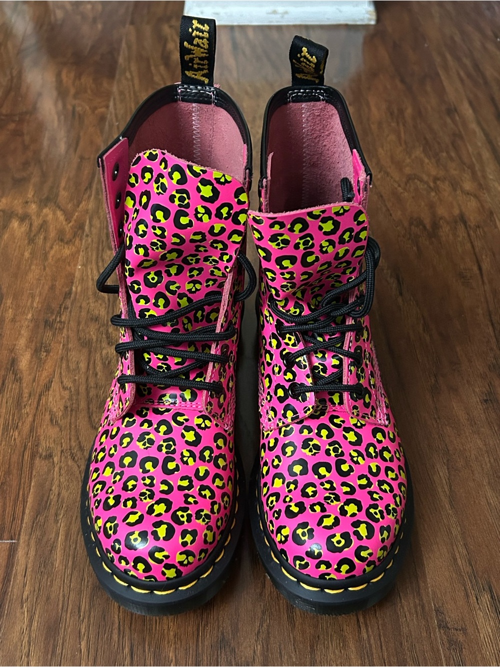 Dr. Martens Pink Leopard Print Lace-Up Boots